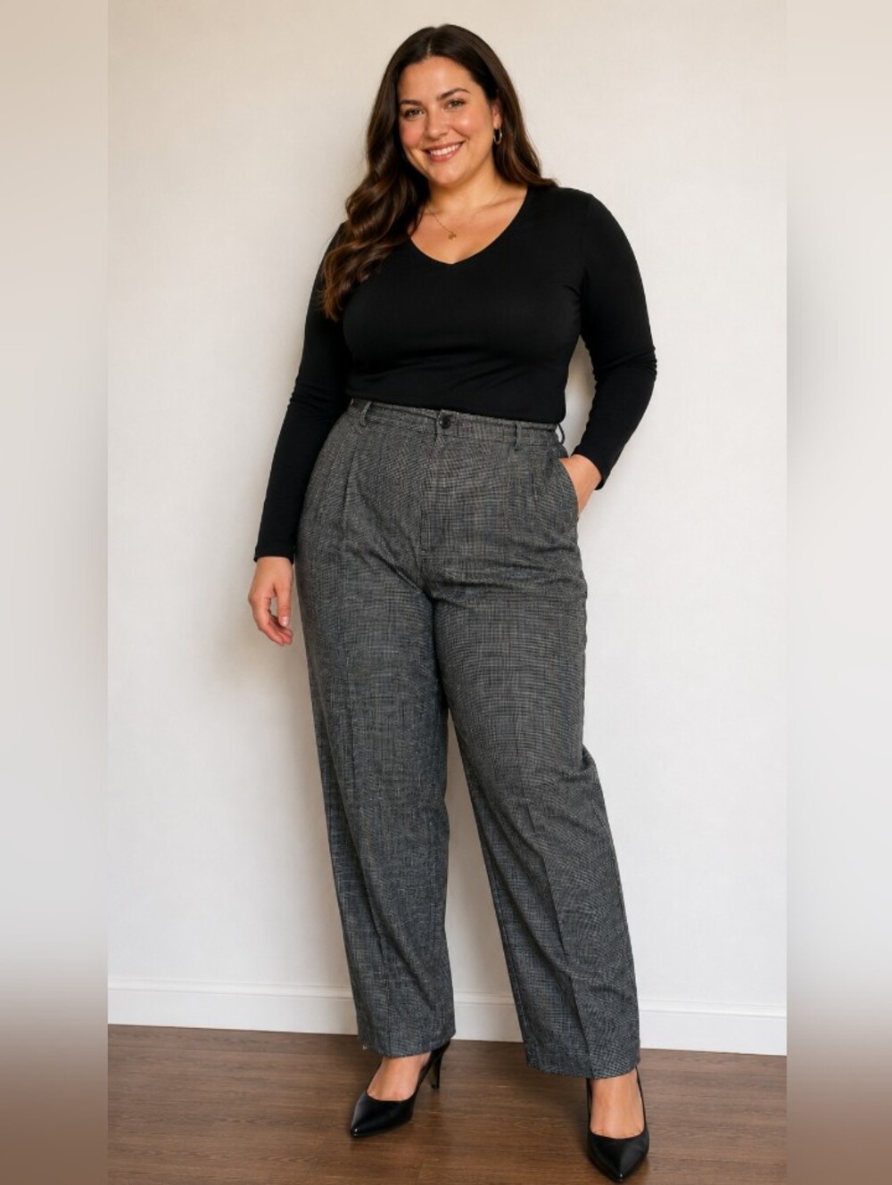 Vintage 90s Lee David Gray Plaid Dress Pants Trouser-women's Size 16